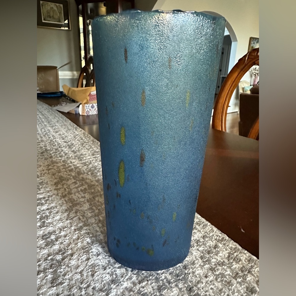 Vintage Kosta Boda Art Glass Vase: Bertil Vallien “Chico” Series, Textured Blue